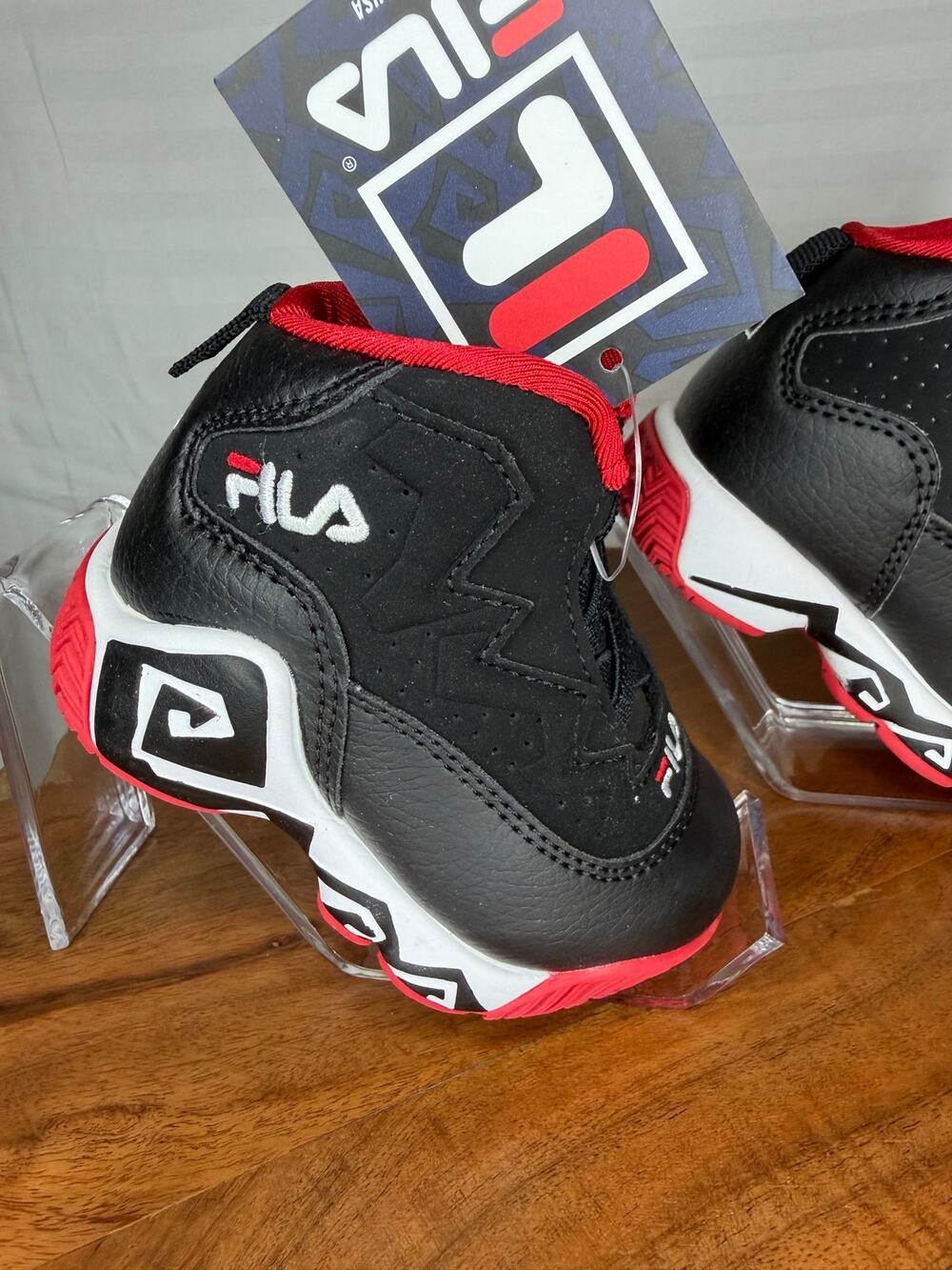 NWT Fila MB Infant Basketball Shoes Black Red Size 4 MSRP $50